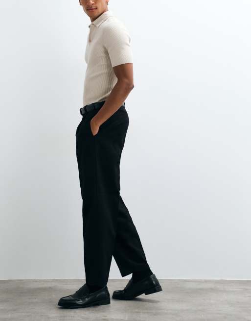 ASOS DESIGN - Pantalon habillé coupe fuselée oversize à pinces en tissu microtexturé - Noir, 2 de 5