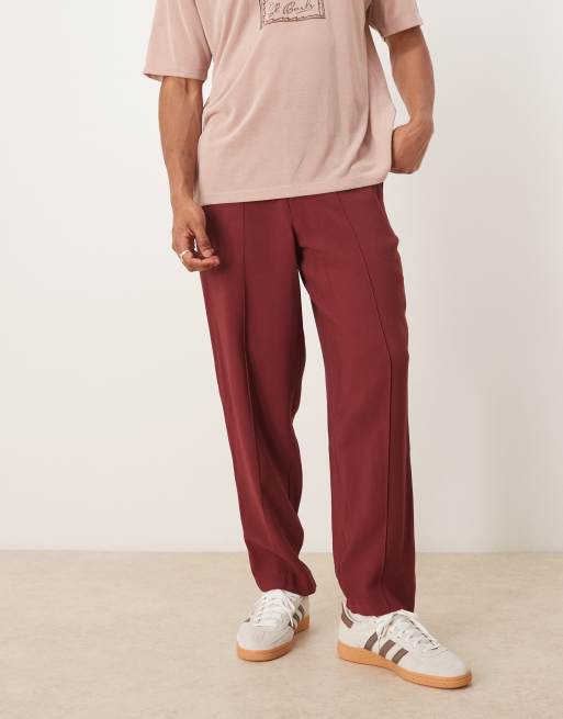 ASOS DESIGN - Pantalon habillé coupe oversize fuselée - Bordeaux, 3 de 5