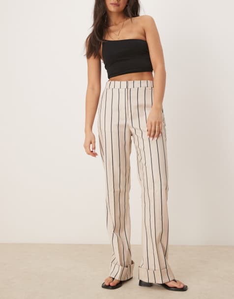ASOS DESIGN - Pantalon habillé décontracté d'ensemble à rayures - Taupe - view 1