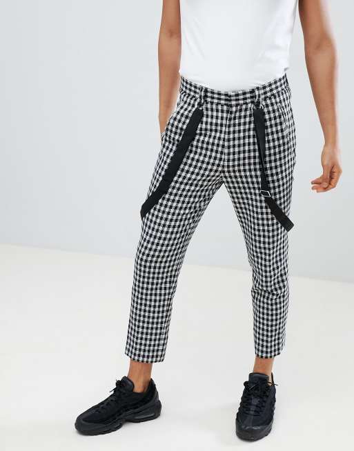 Pantalon de cuisine homme à carreaux noirs et blancs