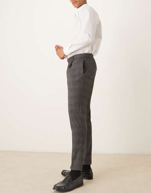 ASOS DESIGN - Pantalon habillé fuselé à carreaux avec pli devant - Noir, 3 de 5