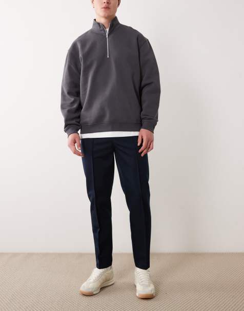 ASOS DESIGN - Pantalon habillé fuselé à doubles pinces et taille fine - Bleu marine - view 1