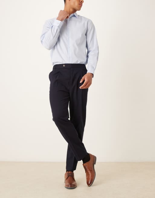 ASOS DESIGN - Pantalon habillé fuselé en flanelle à taille élastique - Bleu marine, 2 de 5