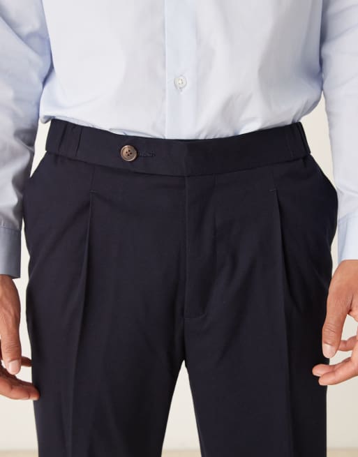 ASOS DESIGN - Pantalon habillé fuselé en flanelle à taille élastique - Bleu marine, 4 de 5