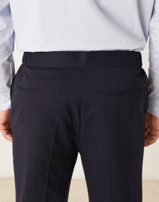 ASOS DESIGN - Pantalon habillé fuselé en flanelle à taille élastique - Bleu marine, 5 de 5