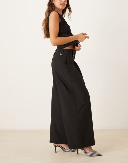 ASOS DESIGN - Pantalon habillé longueur chevilles avec taille à languette - Noir, 3 de 5