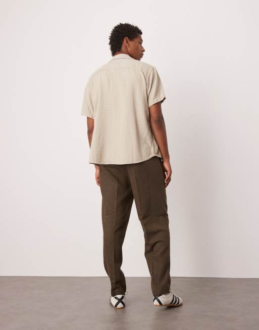 ASOS DESIGN - Pantalon habillé oversize coupe ajustée à pinces en sergé de laine - Marron, 2 de 5