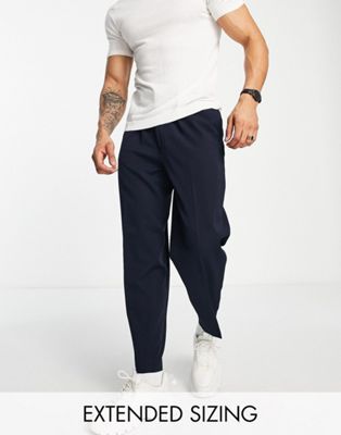 Pantalons élégants Pantalon habillé oversize coupe fuselée - Bleu marine