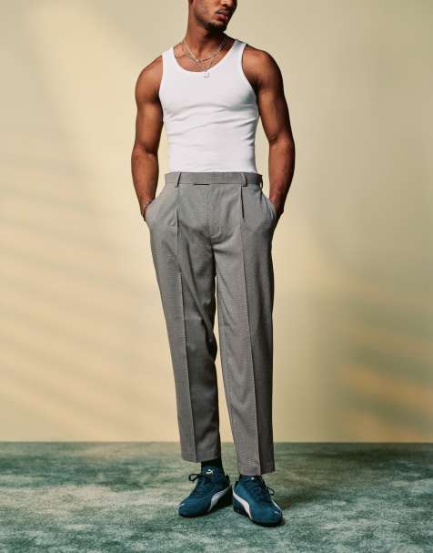 ASOS DESIGN - Pantalon habillé oversize microtexturé à coupe fuselée - Taupe - view 1