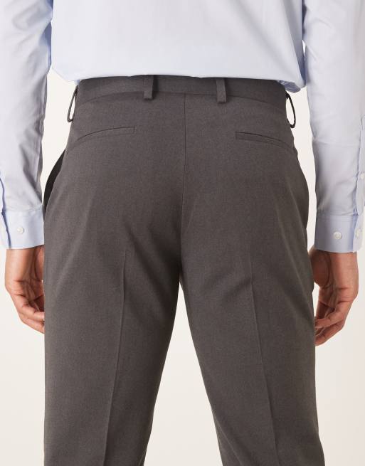 ASOS DESIGN - Pantalon habillé slim en flanelle avec ourlets à revers - Anthracite, 4 de 5