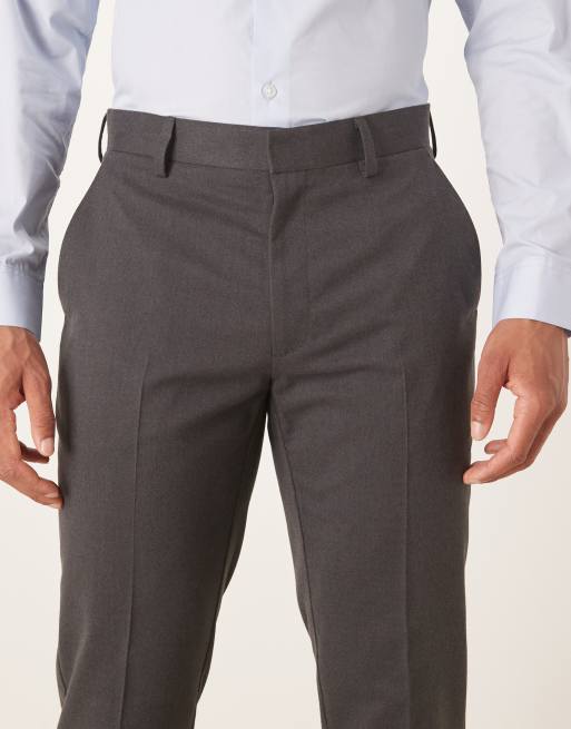 ASOS DESIGN - Pantalon habillé slim en flanelle avec ourlets à revers - Anthracite, 5 de 5
