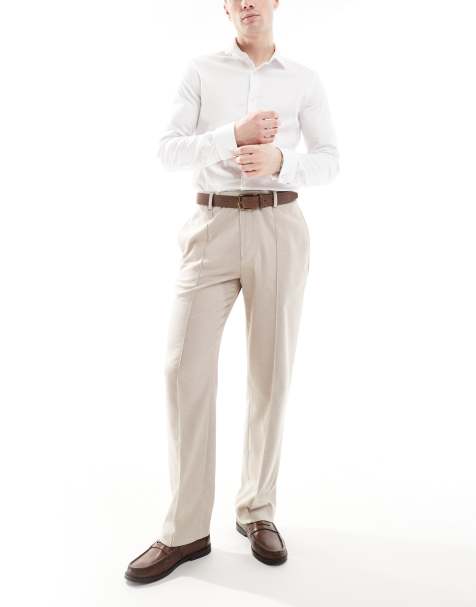 ASOS DESIGN - Pantalon habillé texturé coupe droite à plis nervurés - Taupe - view 1