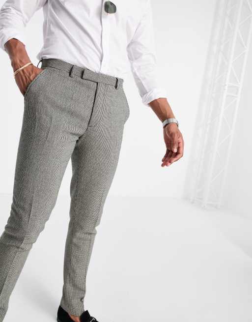 ASOS DESIGN - Pantalon habillé très ajusté motif pied-de-poule - Gris, 3 de 4