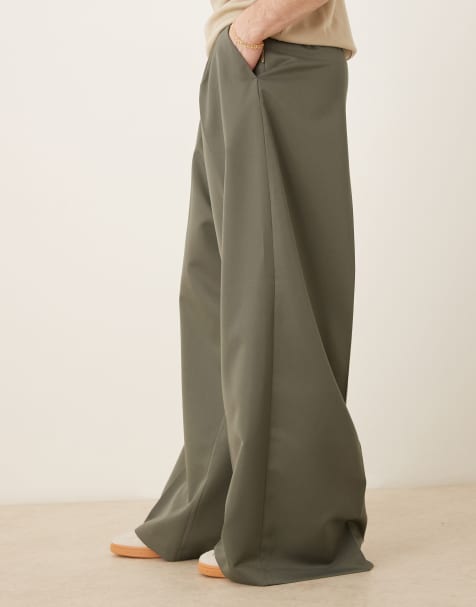 ASOS DESIGN - Pantalon habillé ultra ample à pinces sur le devant - Vert - view 1