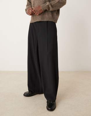 ASOS DESIGN - Pantalon habillé ultra fuselé à pinces sur le devant - Noir