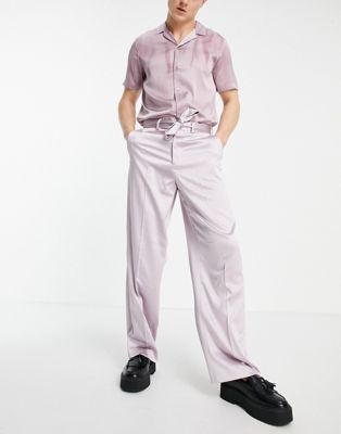 Pantalons élégants Pantalon habillé ultra large - Blush satiné