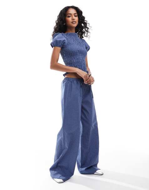 ASOS DESIGN - Pantalon large à carreaux - Bleu - view 1