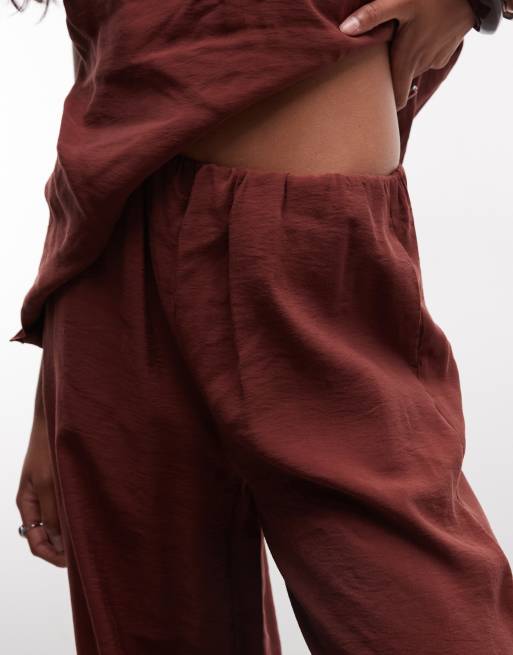 ASOS DESIGN pantalon large à enfiler avec fente, ensemble coordonné, chocolat, 3 de 5