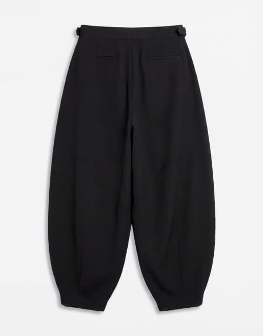 ASOS DESIGN pantalon large à jambe barrel ajusté en coton 100 % épais noir avec poche plaquée, 7 de 9