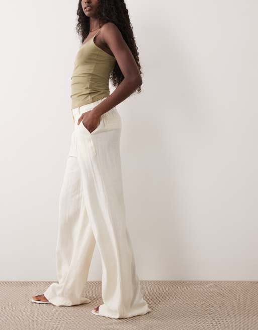 ASOS DESIGN - Pantalon large à pinces en lin mélangé - Crème, 2 de 5