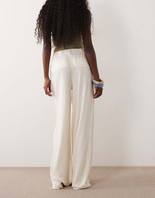 ASOS DESIGN - Pantalon large à pinces en lin mélangé - Crème, 5 de 5