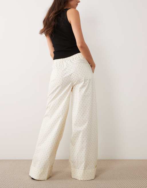 ASOS DESIGN - Pantalon large à pois avec ourlets à revers - Jaune beurre, 2 de 5