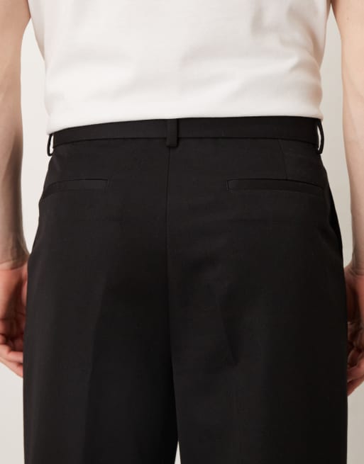 ASOS DESIGN - Pantalon large ajusté à doubles pinces et ceinture - Noir, 5 de 5