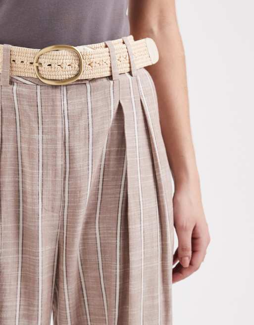 ASOS DESIGN - Pantalon large ajusté avec ceinture et nervures - Vison à rayures, 5 de 5