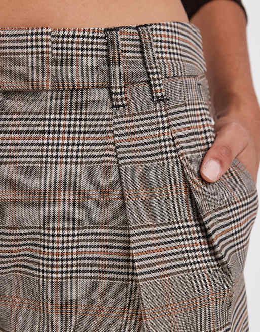 ASOS DESIGN Pantalon large ajusté avec détail de pli à carreaux marron, 4 de 5