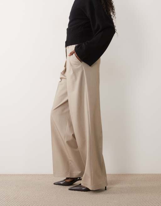 ASOS DESIGN Pantalon large ajusté avec détail de plis en sable chiné, 3 de 5