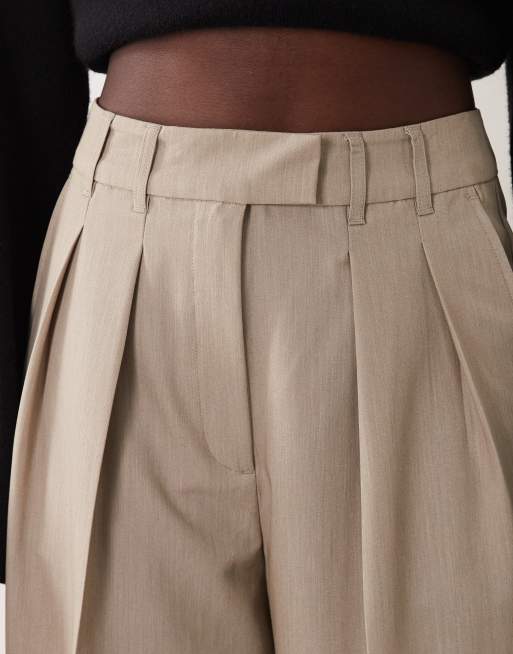 ASOS DESIGN Pantalon large ajusté avec détail de plis en sable chiné, 4 de 5