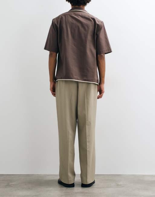 ASOS DESIGN pantalon large ajusté en seersucker vert avec taille élastiquée, 3 de 5