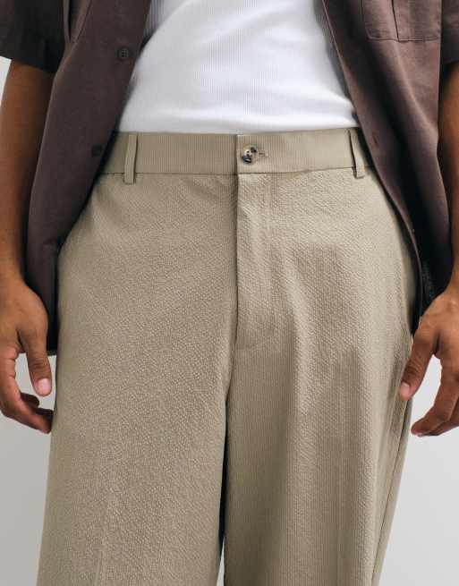 ASOS DESIGN pantalon large ajusté en seersucker vert avec taille élastiquée, 5 de 5
