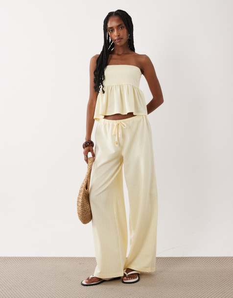 ASOS DESIGN - Pantalon large d'ensemble à micro-rayures - Babeurre - view 1