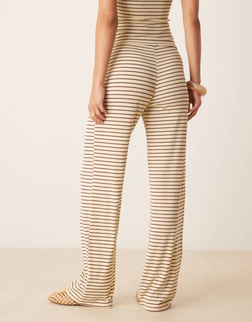 ASOS DESIGN - Pantalon large d'ensemble à rayures - Jaune et marron, 4 de 5