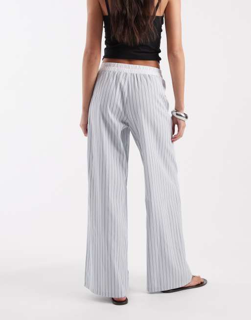 ASOS DESIGN - Pantalon large d'ensemble à taille style caleçon - Bleu à rayures, 2 de 5