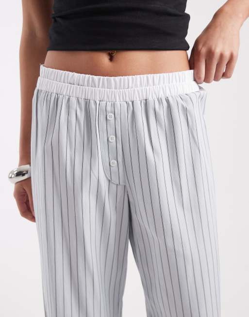 ASOS DESIGN - Pantalon large d'ensemble à taille style caleçon - Bleu à rayures, 3 de 5