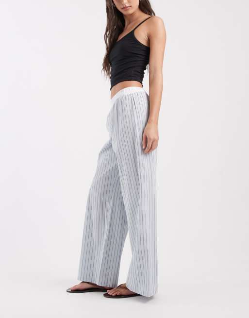 ASOS DESIGN - Pantalon large d'ensemble à taille style caleçon - Bleu à rayures, 5 de 5