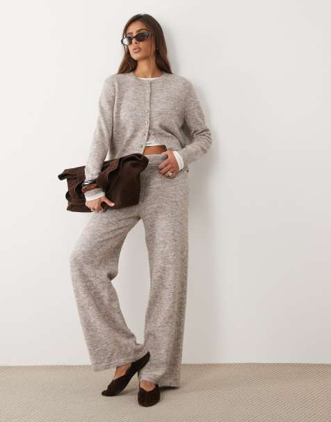 ASOS DESIGN - Pantalon large d'ensemble en laine mélangée - Champignon - view 1