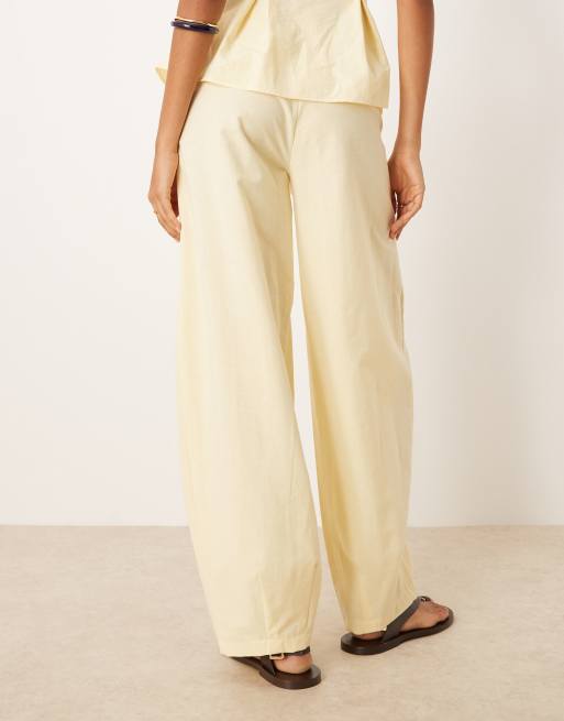 ASOS DESIGN - Pantalon large d'ensemble en lin mélangé - Beurre