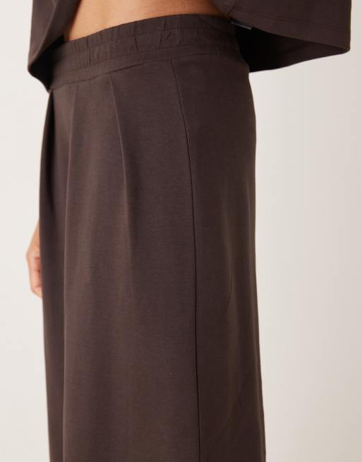 ASOS DESIGN - Pantalon large d'ensemble en maille interlock - Chocolat, 4 de 5