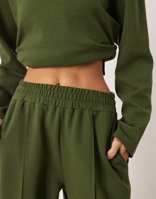 ASOS DESIGN - Pantalon large d'ensemble en maille interlock - Kaki, 3 de 5