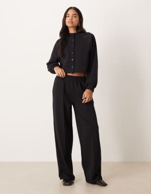 Pantalon large d'ensemble en maille interlock - Noir-Brown L