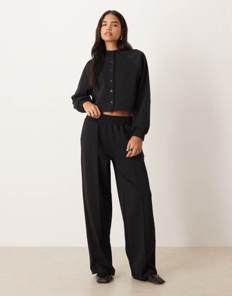 ASOS DESIGN - Pantalon large d'ensemble en maille interlock - Noir - view 1