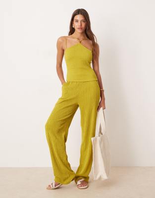 ASOS DESIGN - Pantalon large d'ensemble texturé - Vert - view 1