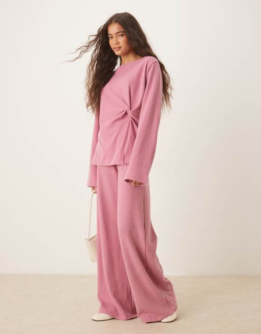 ASOS DESIGN - Pantalon large doux - Rose clair