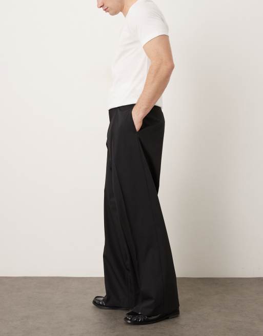 ASOS DESIGN - Pantalon large élégant à pinces en laine mélangée de qualité supérieure - Noir, 3 de 5