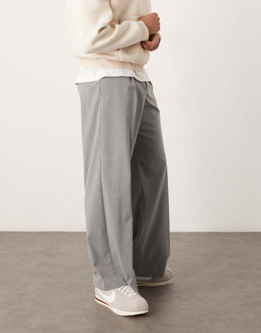 ASOS DESIGN smart loose fit pants with front pleat in gray pinstripe
