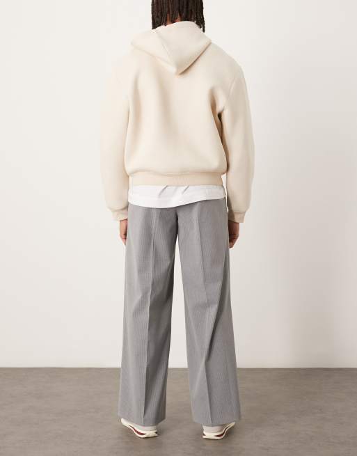ASOS DESIGN smart loose fit pants with front pleat in gray pinstripe