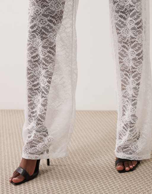 ASOS DESIGN pantalon large en dentelle ivoire, 3 de 5